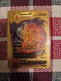 Pokemon Charizard V Gold Foil Fan Art Collector Card - 508 HP - Image 1