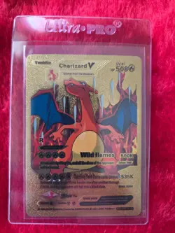 Pokemon Charizard V Gold Foil Fan Art Collector Card - 508 HP - Image 1