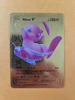 Pokemon Mew V Gold Foil Fan Custom Art Collector Card - 180 HP - 69/189 - Image 1
