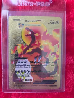 Pokemon Charizard VMAX Gold Foil Fan Art Collector Card - 586 HP - Image 1