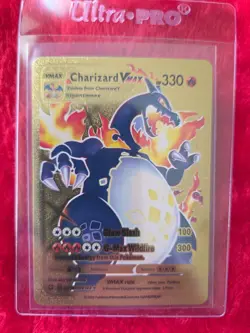 Pokemon Charizard VMAX Gold Foil Fan Art Collector Card - 330 HP - 107/122 - Image 1