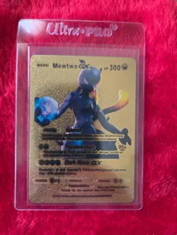 Pokemon Mewtwo GX Gold Foil Fan Art Collector Card - 300 HP - Image 1