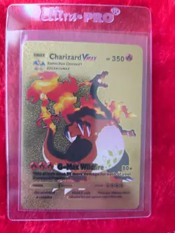 Pokemon Charizard Gold Foil Fan Art Collector Card - VMAX - 143/293 - 350 HP - Image 1