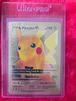 Pokemon Pikachu V Gold Foil Fan Art Collector Card - 190 HP - 170/185 - Image 1