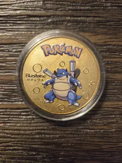 Pokemon Blastoise TCG Anime Collectable Commemorative Gold Metal Coin in Case - Image 1