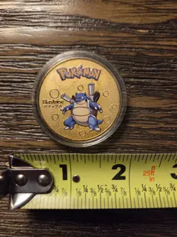 Pokemon Blastoise TCG Anime Collectable Commemorative Gold Metal Coin in Case - Image 2