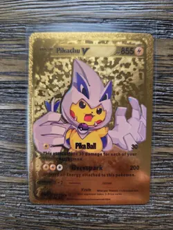 Pokemon Pikachu Pika Ball Cosplay Gold Foil Fan Art Collector Card - HP 855 - Image 1