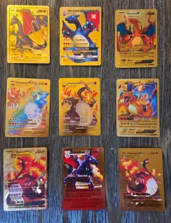 (9) Pokemon Gold Foil Fan Art Charizard Collector Cards - 100% for Charity -L@@K - Image 1
