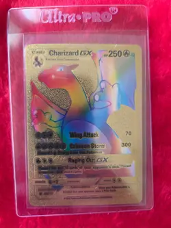 Pokemon Charizard GX Gold Foil Fan Art Collector Card - 250 HP - 150/147 - Image 1