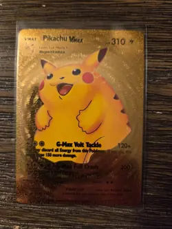 Pokemon Pikachu VMAX GOLD Foil Fan Art Collector Card - 310 HP - 57/56 - Image 1