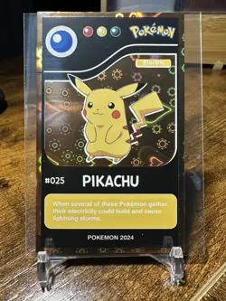 2024 Pokemon Pokedex Black Kanto #025 Pikachu Gold Heart Holo - Image 1