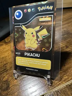 2024 Pokemon Pokedex Black Kanto #025 Pikachu Gold Heart Holo - Image 2