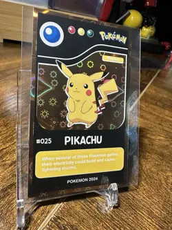 2024 Pokemon Pokedex Black Kanto #025 Pikachu Gold Heart Holo - Image 3