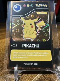 2024 Pokemon Pokedex Black Kanto #025 Pikachu Gold Heart Holo - Image 4