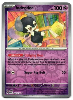 Indeedee 093/191 - 🌊 Surging Sparks Uncommon Pokemon TCG Reverse Holo 🖤 - LP - Image 1