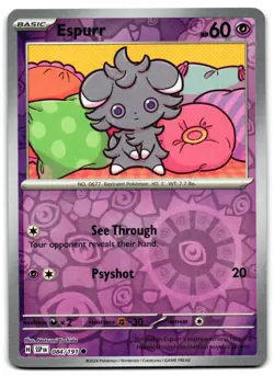 Espurr 084/191 - 🌊 Surging Sparks Common Pokemon TCG Reverse Holo 🖤 - LP - Image 1