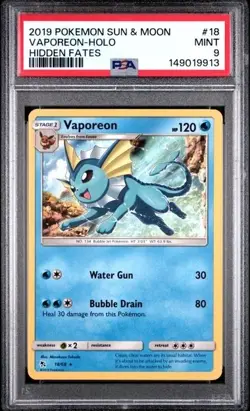 Vaporeon Holo #18 PSA 9 • 2019 Pokemon Sun & Moon Hidden Fates Mint - Image 1