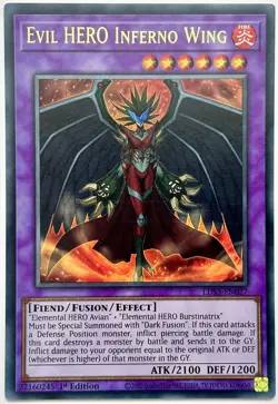 LDS3-EN027 Evil HERO Inferno Wing - Ultra Rare 1st Edition Near Mint YuGiOh Card - Image 1