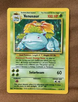 Venusaur (NEAR MINT) Base Set Holo Rare 15/102 1999-2000 WoTC Pokemon Card - Image 1