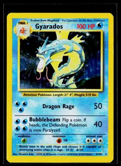 Pokemon Gyarados TCG Base Set Holo Card 6/102 Unlimited Rare, DMG - Image 1