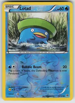 Lotad 29/135 Common Plasma Storm Pokemon Reverse Holo Lightly Played - Image 1
