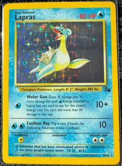 Lapras Fossil Holo 10/62 Vintage Pokemon WOTC Rare MP/LP - Image 1