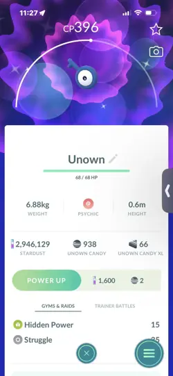 Pokemon Go Shiny Unown Q - Image 1