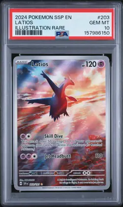 2024 POKEMON SSP EN-SURGING SPARKS ILLUSTRATION RARE #203 LATIOS PSA 10 - Image 1