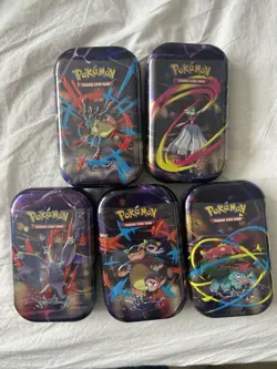 Pokemon TCG: Mega Evolutions / destined rivals Mini Tin Art Set - In Hand 5 Tins - Image 1