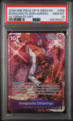 2026 ONE PIECE THE AZURE SEA'S SEVEN ALT ART 069 DONQUIXOTE DOFLAMINGO PSA 10 - Image 1