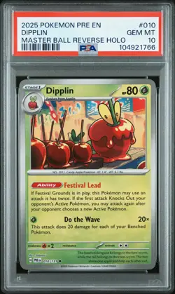 2025 POKEMON PRE EN-PRISMATIC EVOLUTIONS MASTER BALL REVERSE HOLO DIPPLIN PSA 10 - Image 1