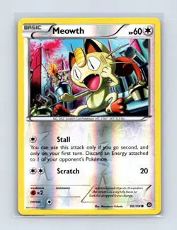 Meowth 88/114 Common Steam Siege Pokemon Reverse Holo Near Mint - Image 1