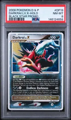 2008 POKEMON DIAMOND & PEARL BLACK STAR PROMO #DP19 DARKRAI LV.X-HOLO PSA 8 - Image 1