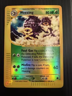 Pokemon TCG Expedition Set Rare Reverse-Holo Weezing 70/165 HP/Damaged - Image 1