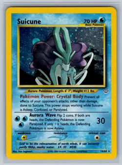 Suicune 14/64 Holo Rare Neo Revelation Pokemon Unlimited Holo Moderately Played - Image 1