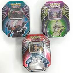 Pokemon TCG Mighty Mysterious Tin Complete Knock Out Set Darkrai Mimikyu Snorlax - Image 1