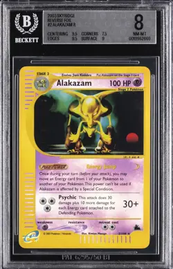 2003 POKEMON SKYRIDGE #2 ALAKAZAM-REVERSE FOIL BGS 8 - Image 1