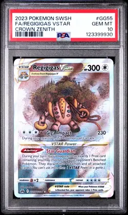 PSA 10 GEM MINT REGIGIGAS VSTAR GG55 CROWN ZENITH POKEMON 2023 SWSH - Image 1