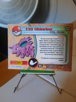 Pokemon Nidorino 33 Topps Series 1 Black Label NM TV Animation Vintage Nintendo - Image 2