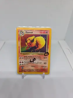 Pokemon Flareon Jungle 3/64 Holo Unlimited Error/No Symbol - LP - Image 1