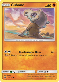 Cubone 57/131 Forbidden Light Common NM 2018 - Image 2