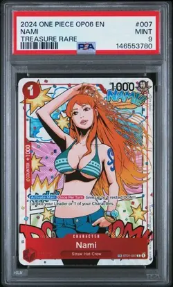 2024 One Piece OP06-Wings Of The Captain Nami Treasure Rare PSA 9 #007 GTA NAMI - Image 1