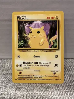 Pikachu - 58/102 - Pokemon Base Set Yellow Cheeks Card WOTC LP - Image 1