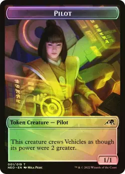 Magic The Gathering MTG PILOT // SPIRIT TOKEN FOIL Kamigawa: Neon Dynasty NM - Image 1