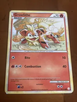 Pokemon TCG Growlithe 65/123 Common HeartGold & SoulSilver MP - Image 1