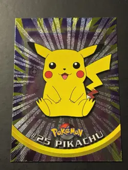 Pokemon 1999 Topps TV Animation Edition Pikachu #25 Foil Holo Black Logo NM - Image 1