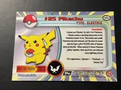 Pokemon 1999 Topps TV Animation Edition Pikachu #25 Foil Holo Black Logo NM - Image 2