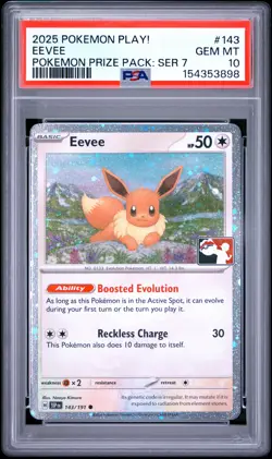 2025 POKEMON PLAY! POKEMON PRIZE PACK: SERIES 7 #143 EEVEE PSA 10 - Image 1
