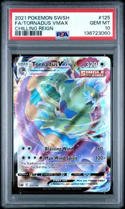 2021 POKEMON SWORD & SHIELD CHILLING REIGN #125 FULL ART/TORNADUS VMAX PSA 10 - Image 1