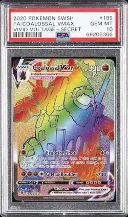 2020 POKEMON SWORD & SHIELD VIVID VOLTAGE SECRET FULL ART/COALOSSAL VMAX PSA 10 - Image 1